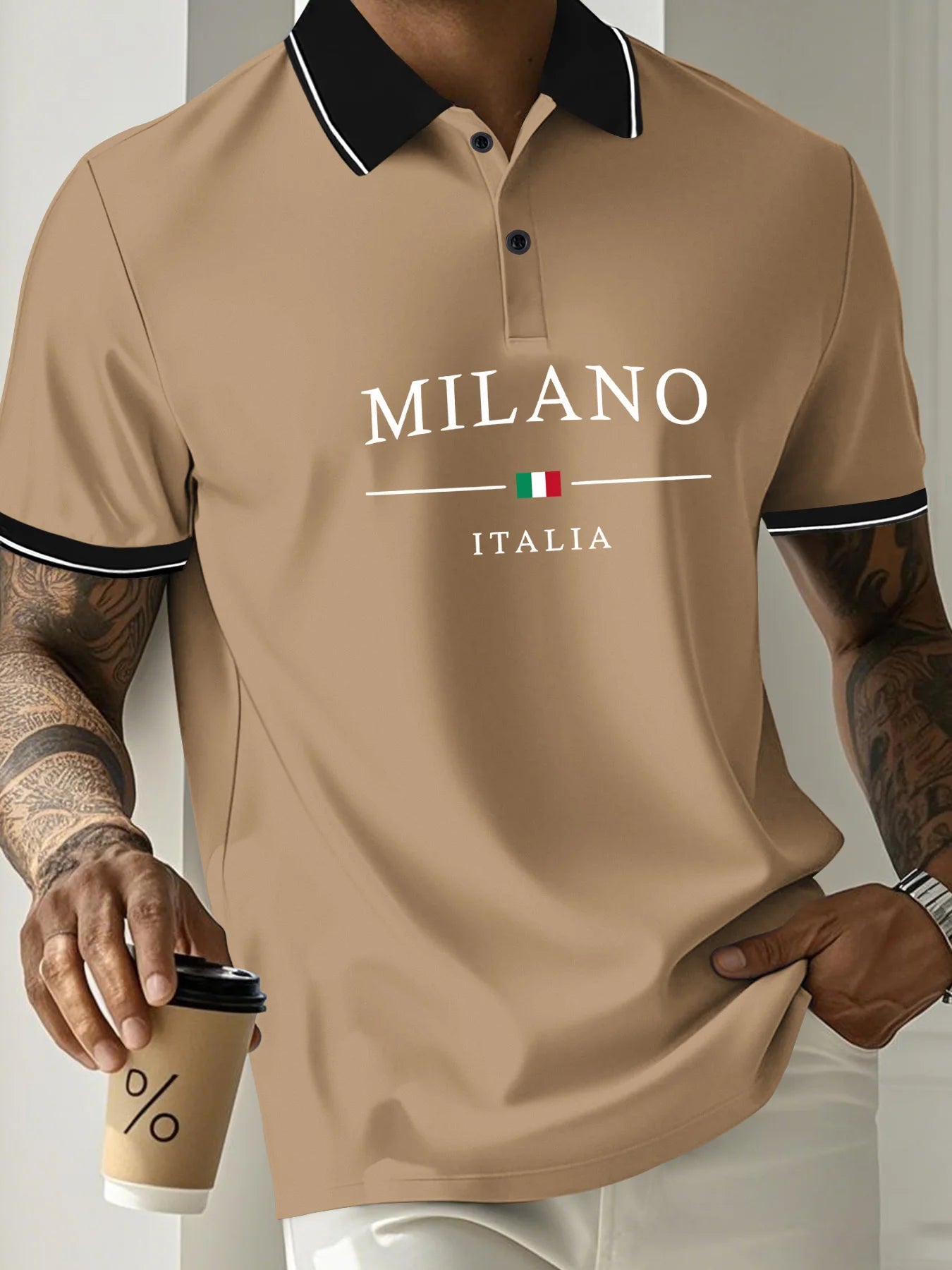 Das neue Herren-Polo-Shirt für den Sommer 2025 besticht durch einen lässigen, modischen, bequemen und atmungsaktiven 3D-Buchstabenmuster-Print.