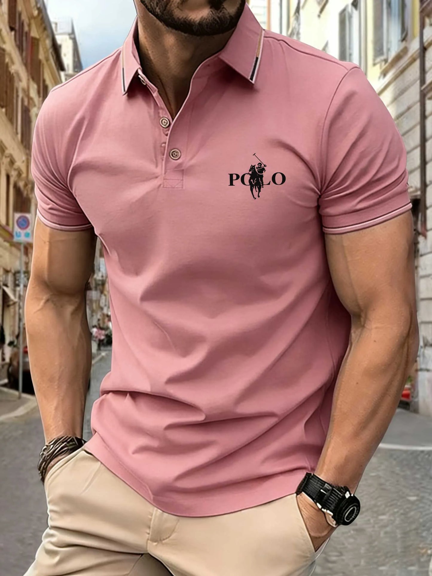 Herren Fitness Freizeit Sport T-Shirt Gym Running Sport Elastisches Kurzarm Polo Shirt Revers Oberteil Herren Slim Fit T-Shirt