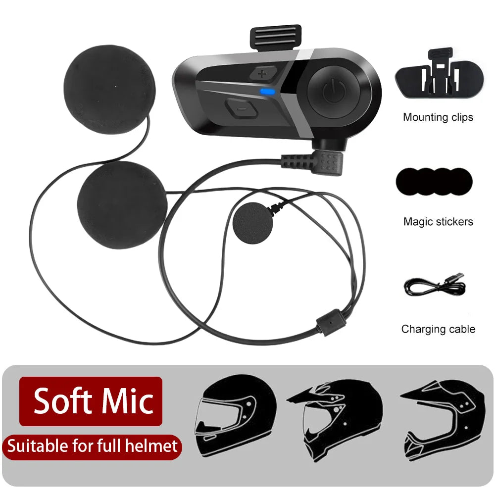 Bluetooth 5.3 Kabelloser Motorradhelm Headset Freisprechanruf Telefon Motorrad Wasserdichter Kopfhörer Musik-Player Motorradhelm