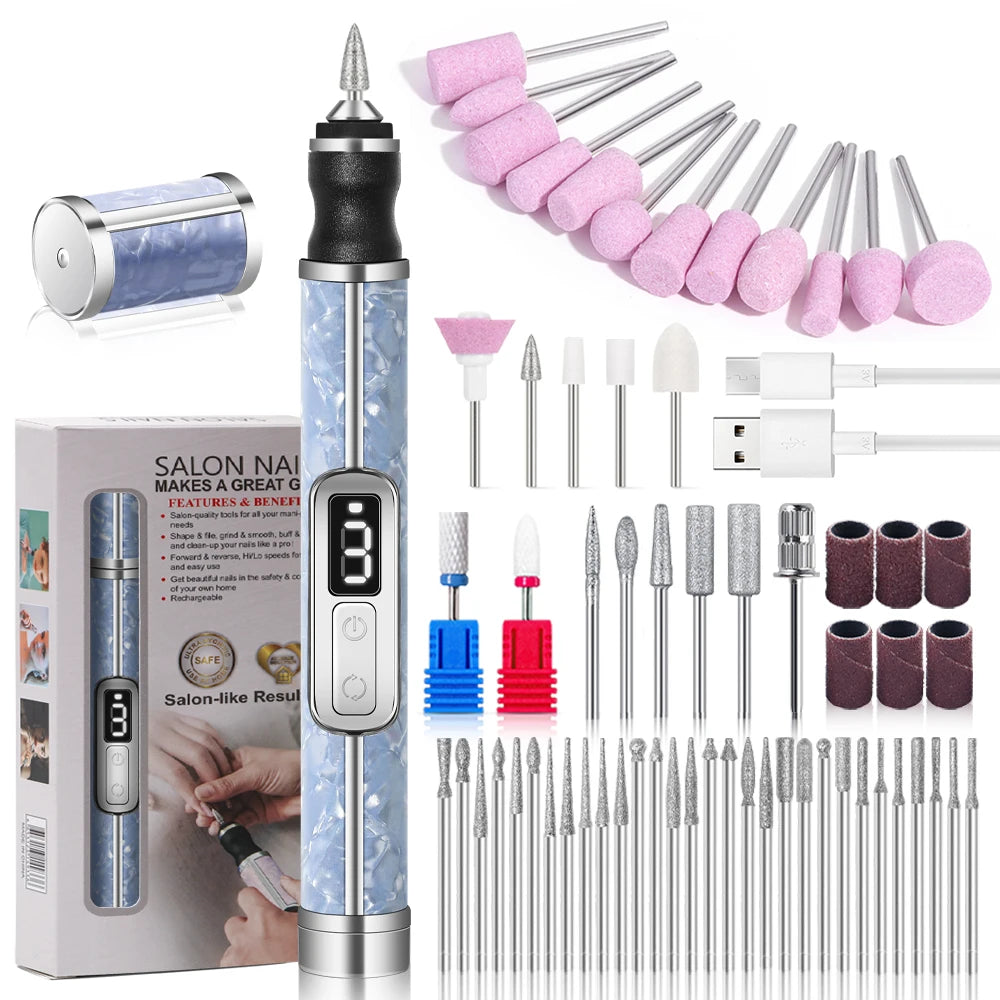 YIKOOLIN Tragbares elektrisches Nagelbohrerset, 4 Geschwindigkeiten, professionelles Maniküre-Pediküre-Set für Nagelsalons, Peeling und Polieren