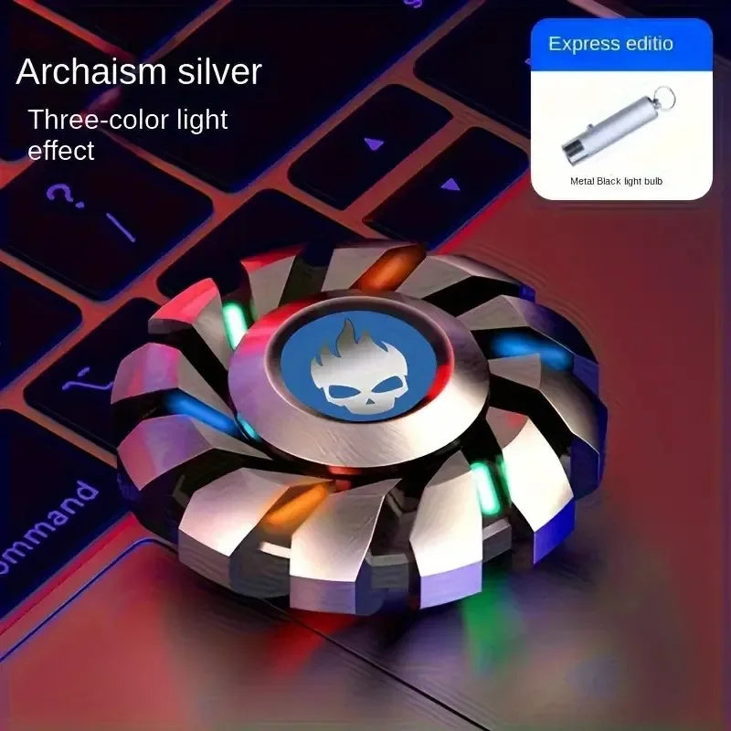 YIJOO Leuchtender Fingerspitzen-Kreisel EDC Sensorik-Spielzeug Metall Leiser Fidget Spinner Regenbogenlicht Fidget Toys