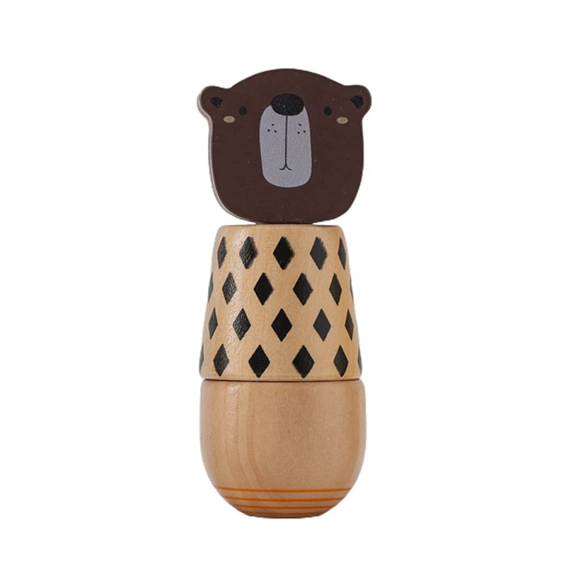 Baby Holz Montessori Spielzeug entwickeln Kind Hand-on Fähigkeit Spielzeug Handglocke Spielzeug Kinder Tier Puzzle Klassisches Lernspielzeug Kindergeschenk