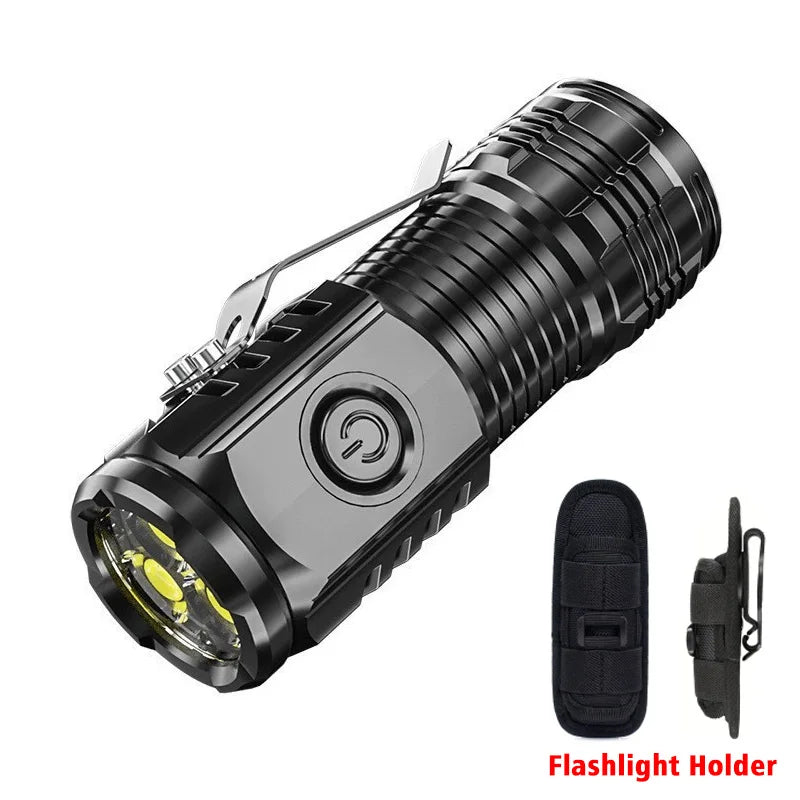 3*SST20 LED Superhelle Handtaschenlampe - Hochwertige, wiederaufladbare USB-Taschenlampe, wasserdicht mit KAPPENCLIP zum Wandern und Camping