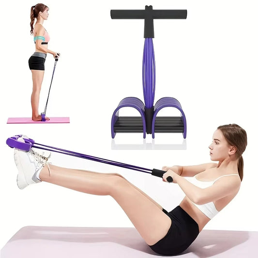 Multifunction Tension Rope 6-Tube Elastic Yoga Pedal Puller Resistance Band Natural Latex Tension Rope Fitness Equipment