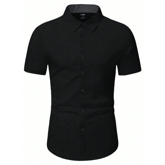 Spring Summer New Men Clothes Short Sleeve 3D Digital Print Button Shirt Men Casual Spell Color Shirt Tops