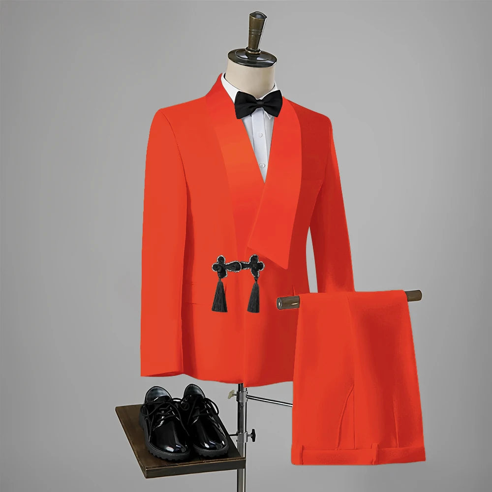 Men Suit Wedding Slim Fit Tassel Shawl Tuxedo