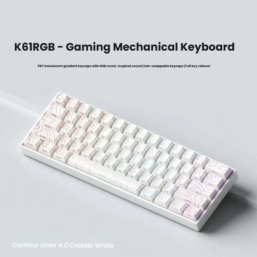 K61 USB Mini Mechanische Gaming-Tastatur Kabelgebunden Hot-Swap-fähig Abnehmbares Kabel