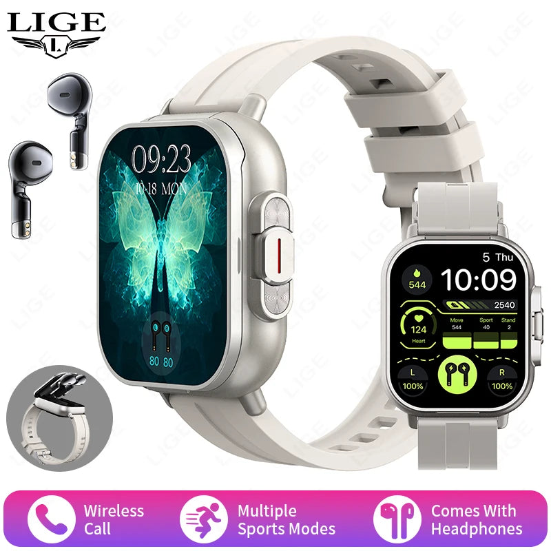 TWS 2-in-1 Smartwatch mit Kopfhörern Sportuhr Bluetooth Headset Anrufuhr Herren Gesundheitsmonitor NFC Damen Smartwatch Ohrhörer