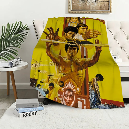Kung fu B-Bruce L-Lee Blanket Plush Nap Sofa rug for Living Room Warm Office Bedroom Birthday Home Travel Kid Gifts