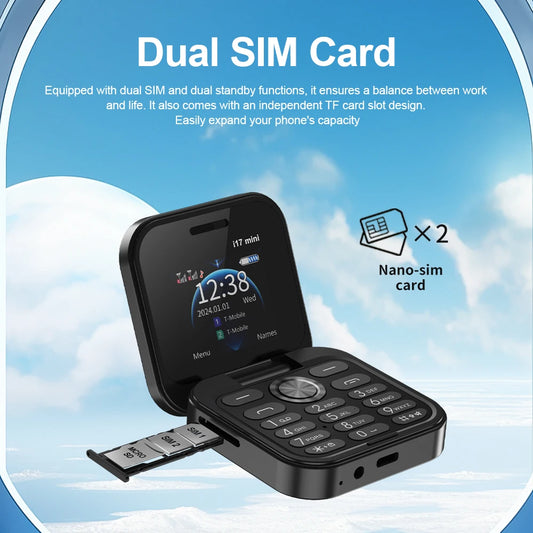 2025 Hot Sale SERVO i17Mini 2G Small Flip Mobile Phone 2 SIM Speed Dial Magic Vioce MP3 Flashlight Mini Fold Cellphone FM Radio
