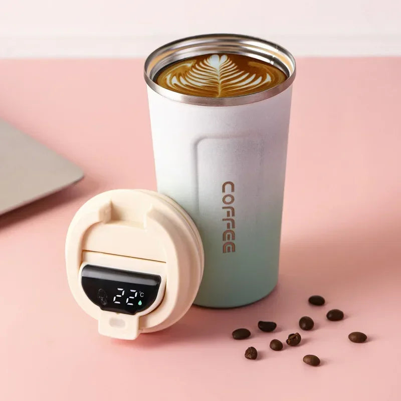 380/510ml Thermos Kaffeetasse Edelstahl Kaffeebecher Temperaturanzeige Vakuum-Isolierflasche Thermobecher Isolierte Wasserflasche