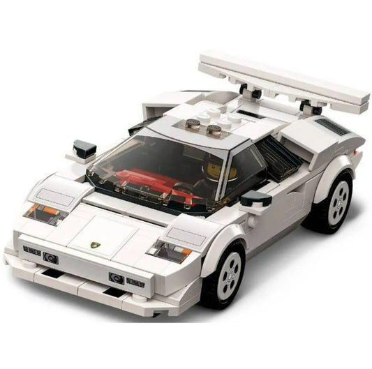 LEGO Speed Champions Lamborghini Countach 76908 Race Car Toy Collectible Building Set Racing Driver Minifigure for Birthday Gift