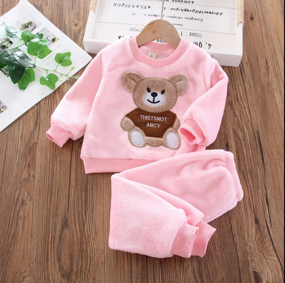 Kinder Sweatshirts Sets Winter Kinder Plus Samt Dick Warmer Anzug Jungen Mädchen Kapuzenpullover + Hosen 2tlg. Baumwoll Trainingsanzug Outfits