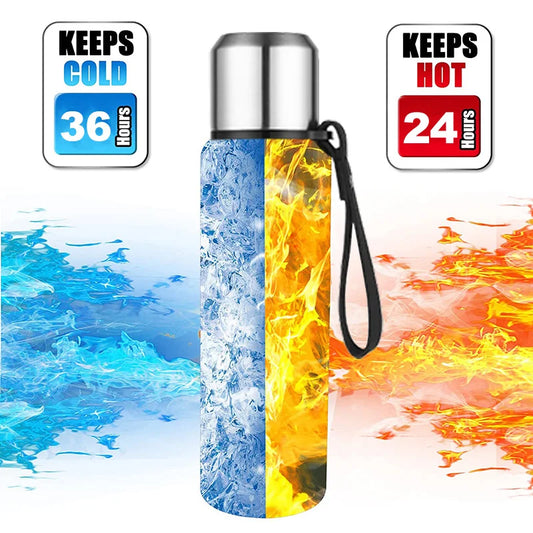 UPORS Grande bouteille isotherme en acier inoxydable de grande capacité, gourde sous vide portable avec corde, 500/700/1000/1500 ml