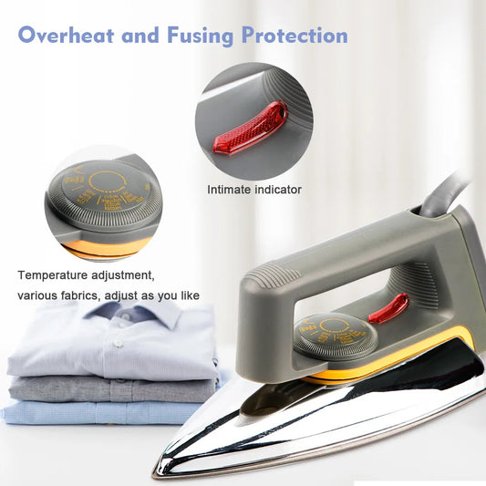 2025 Upgraded 1000W High-power Electric Iron 220V Home Travel Portable Stainless Steel Base Plate Clothing Iron