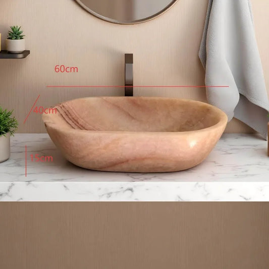 Natural stone rice topaz platform basin jade oval wash basin can be customized hotel sink