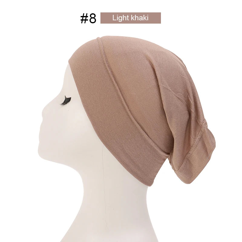 Muslimische Mode Hijab Kappen Einfarbige Untertücher Damen Schleier Modal Baumwolle Hijab Muslimisches Kopftuch Turbane Kopf Damen Hijabs Hut Islamisch