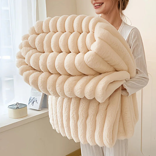 Thickened Wide Striped Flannel Multifunctional Blanket Soft Skin-Friendly Waterproof Bed Sheet Cover Sofa Throw Nap Blanket for