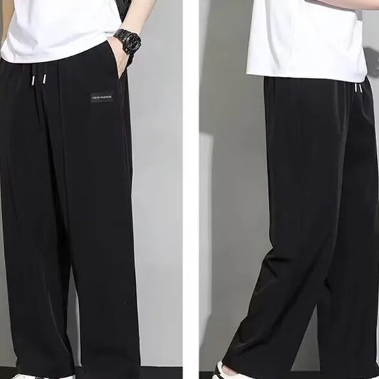 2024 Straight Wide Leg Jogger Pants For Men's Summer Thin And Quick Drying Loose And Hanging Sports And Casual Mens Fashion