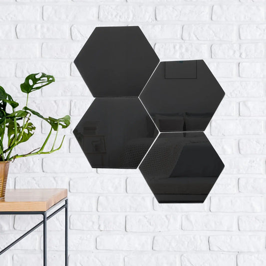 12Pcs Hexagonal Acrylic Mirror Wall Sticker Self Adhesive Peel and Stick Decorative Mirror Decal for Bedroom Living Room Wall