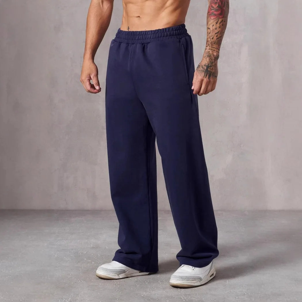 Herren Amerikanische Freizeit-Hose, gerade geschnitten, locker, Oversized, mit elastischem Bund, modische Sporthose, Laufhose