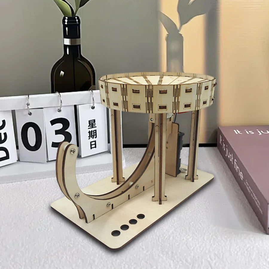OUZEY Mechanical Marble Run Wooden Model, DIY Ball Track Roller Coaster Kit, STEM Creative Challenge Gift for Kids