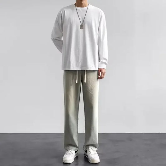 2025 Brand Men's Jeans Korean Version Student Casual Pants High Street Straight Loose Wide Leg Jeans Black Grey Blue Baggy Jeans
