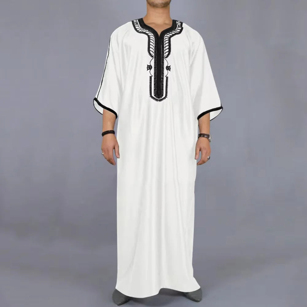 Middle Eastern style Muslim men's robe, multi colored high-end exquisite embroidery men's robe, casual loose robe