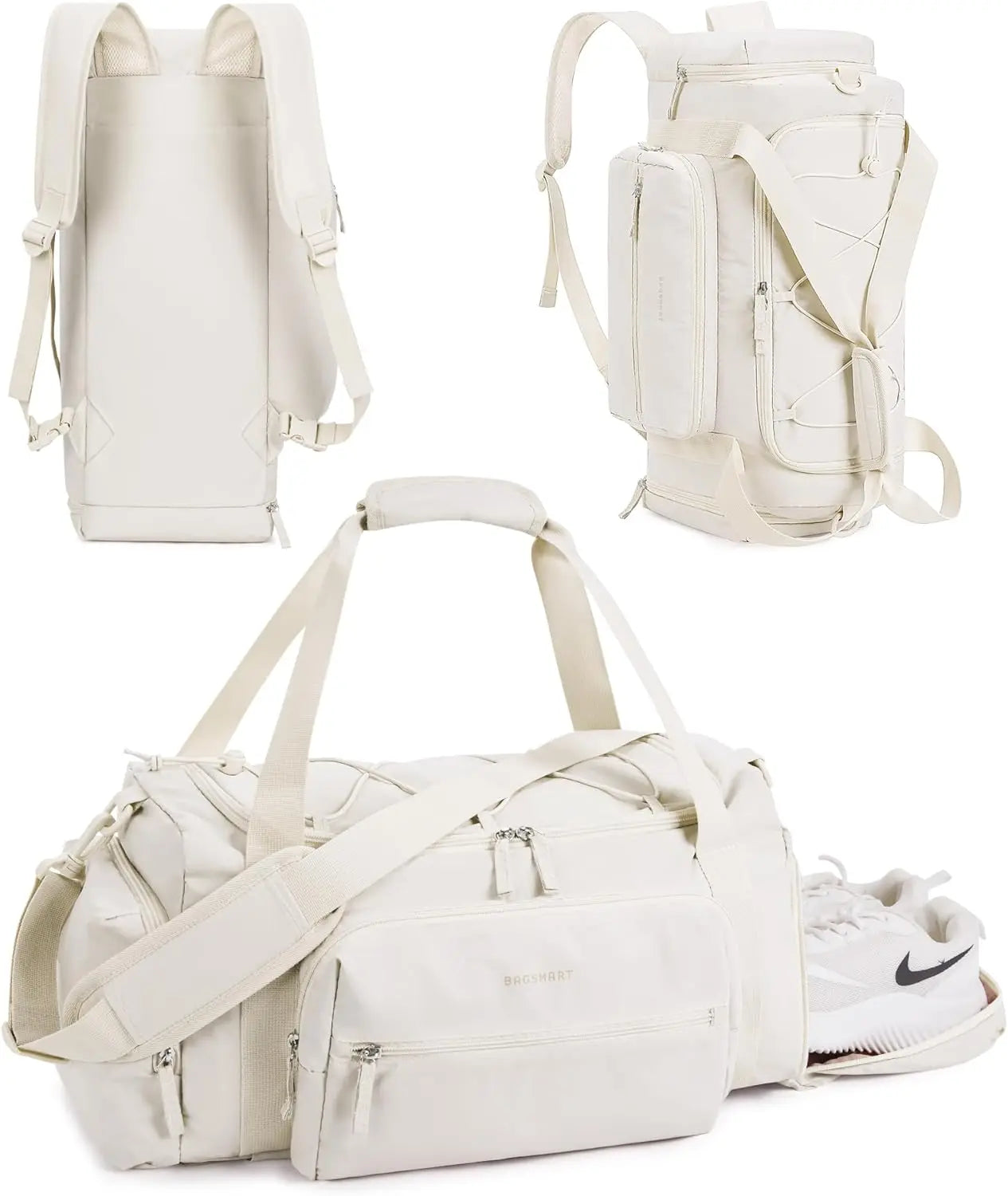 BAGSMART Sac de sport 4 EN 1 pour femmes et hommes, sac de voyage léger approuvé par la TSA avec compartiment à chaussures et poche humide, 30L, pour le week-end