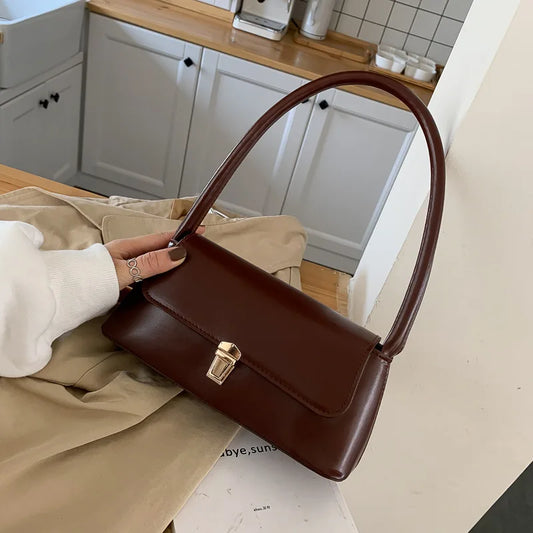 Koreanischer Stil Unterarmtasche für Damen PU Minimalistische Damen Handtasche 2025 Neue Mode Schultertasche Einfarbige tägliche Pendlertasche