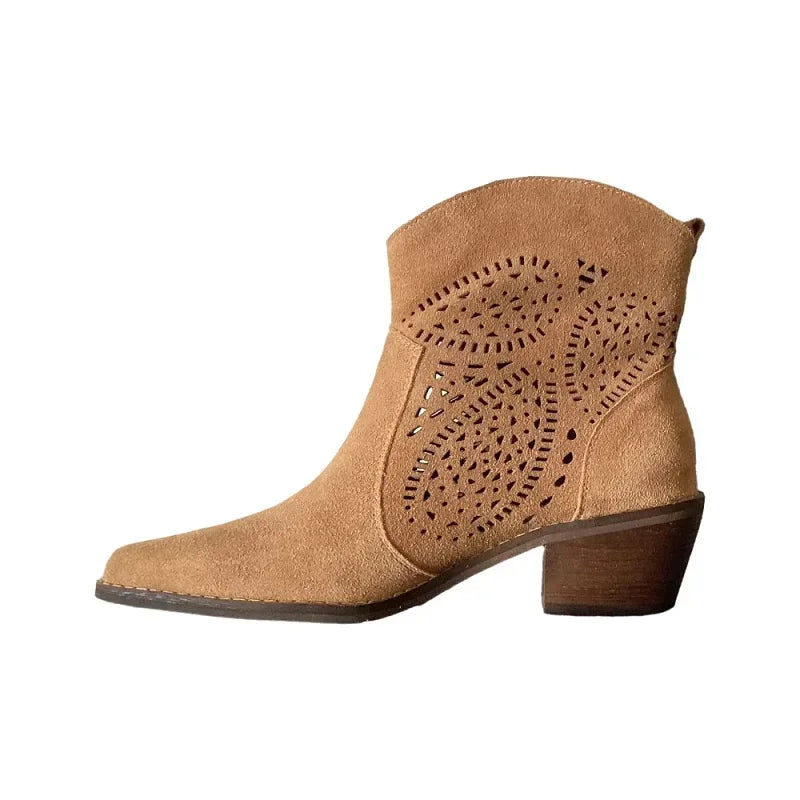 Damen Chelsea Boots für Frühling Herbst, Rindsleder, spitz zulaufende Zehen, klobiger Absatz, genähte Stiefeletten, Winterschuhe, Damen Western Botas