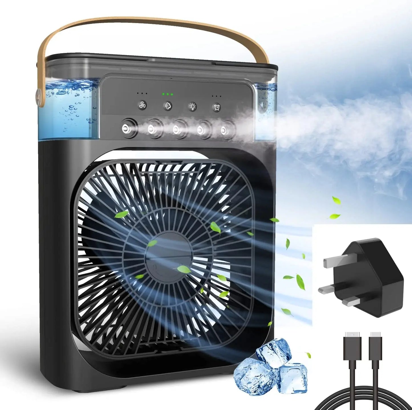 Ventilateur de refroidissement portable 3 en 1 avec humidificateur de climatiseur USB Mini et veilleuse, adapté à un usage domestique et de bureau