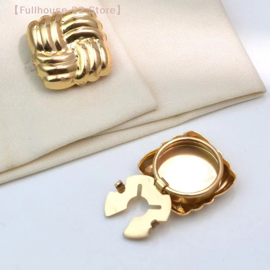 【MAX-22】2PCS Button Cover Cufflinks For Women And Men Fashion Alloy Shirt Sleeve Collar Clips Decoration Accessories