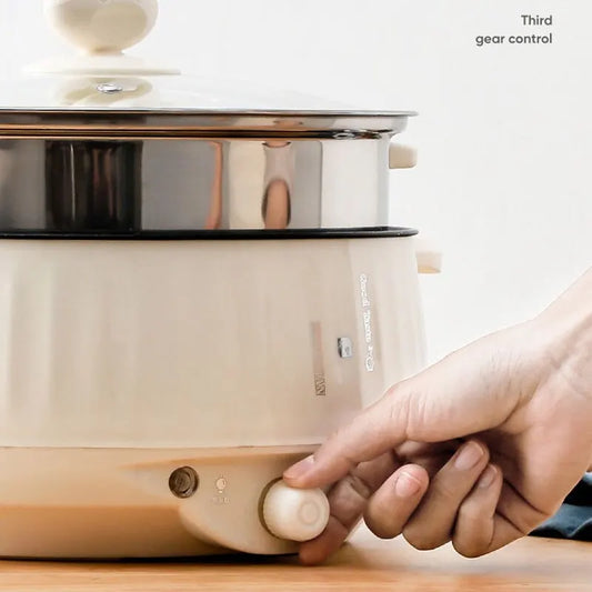 Marmites électriques multicookers 220 V, simple/double couche, pour 1 à 2 personnes, avec revêtement antiadhésif, ustensiles de cuisson pour riz et plats mijotés