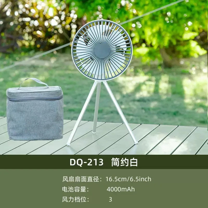10000mAh 4000mAh Camping-Ventilator Wiederaufladbarer Tischventilator Tragbarer Zirkulator Kabelloser Deckenventilator mit Powerbank LED-Beleuchtung
