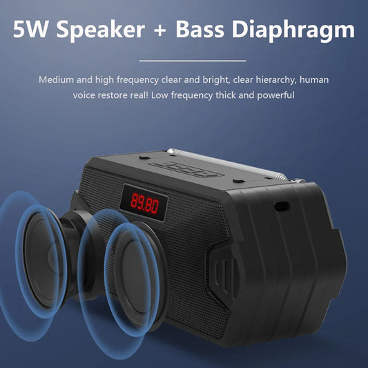 Tragbarer kabelloser Bluetooth-Lautsprecher Outdoor-USB-Lautsprecher mit UKW-Radioempfänger AUX TF MP3-Lautsprecher für Telefon-PC