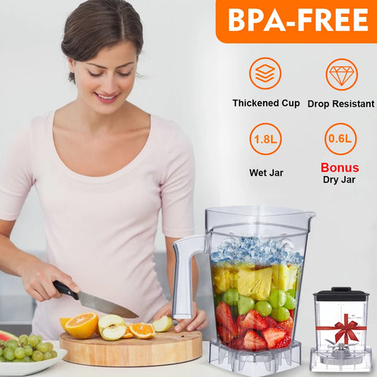 BioloMix Mini Pro 1800W Mixeur Blender Puissant Sans BPA 1,8L et 0,6L Double Récipient Haute Performance Mixeur de Cuisine Extracteur de Jus