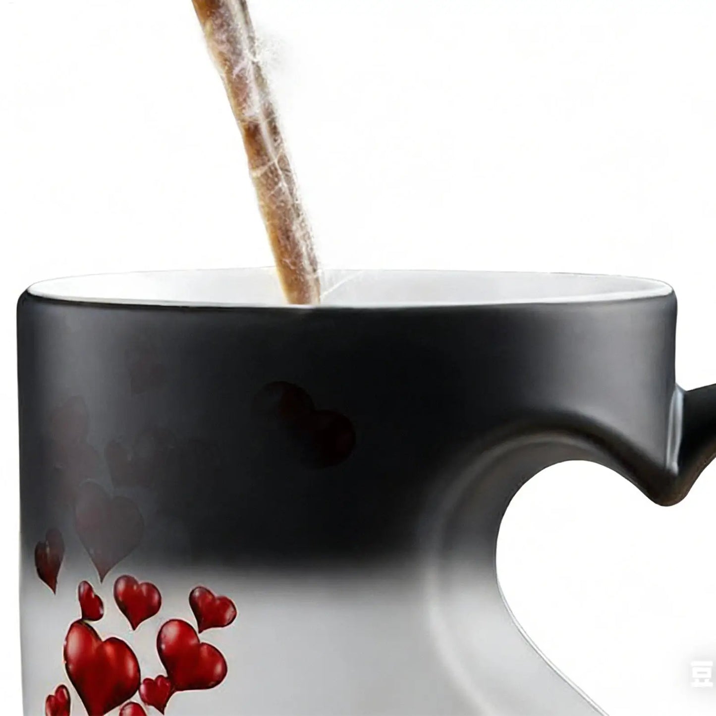 Heart Shape Color Change Mug Ceramic Heat Activated Mug Milk Juice Cup for Women Men Kids Family Workplace Home Dorm