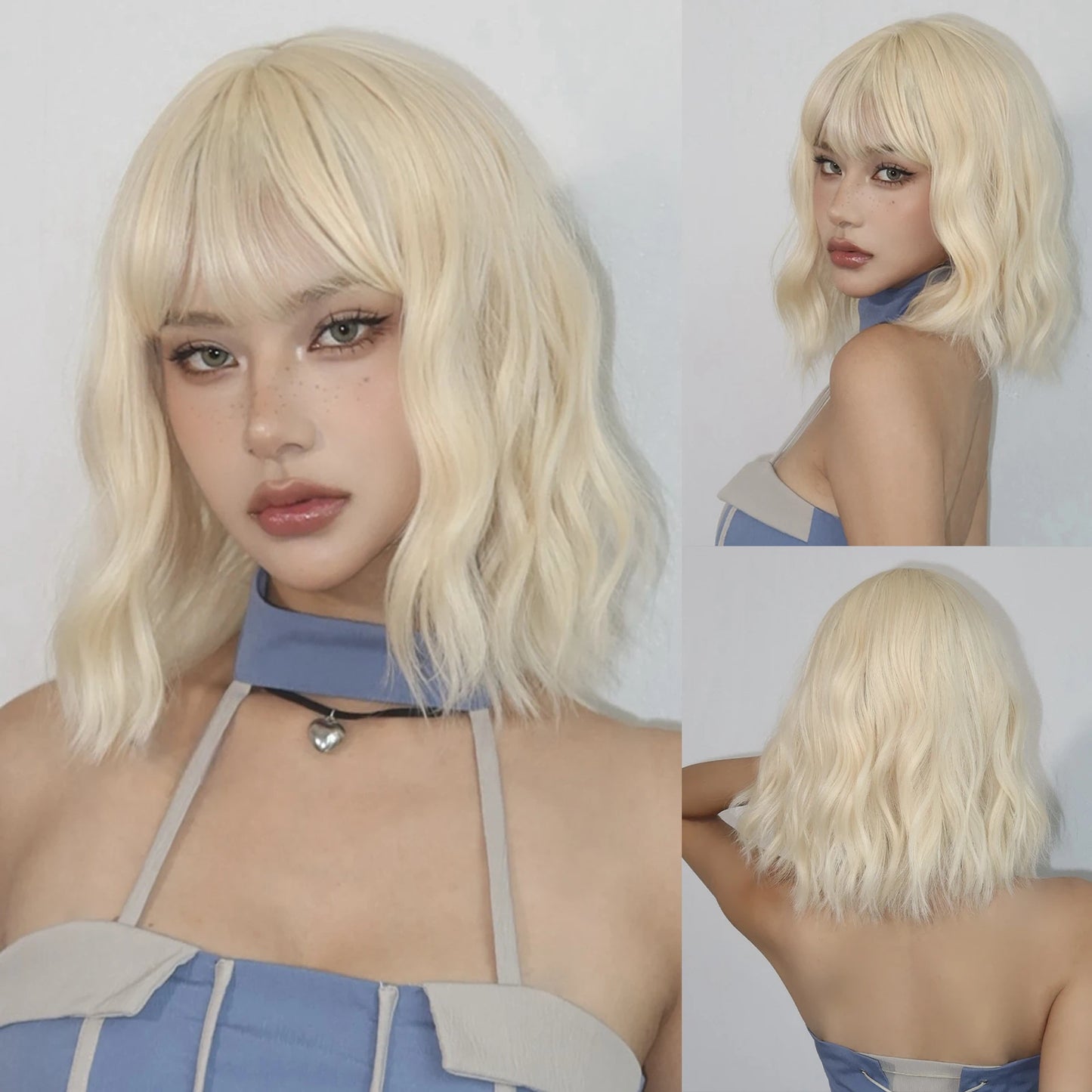 Helloween Rote Synthetische Naturperücke Kurzer Bob Natürliche Perücke mit Pony für Frauen Party Tägliche Cosplay Verwendung Hitzebeständige Faser