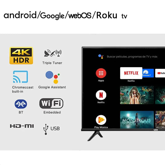 65 Inch MiniLED Oled Qled 4K HD TV 32 43 50 65 75 85 100 Inch 4K Smart Televisions for Hotels and Portable Use
