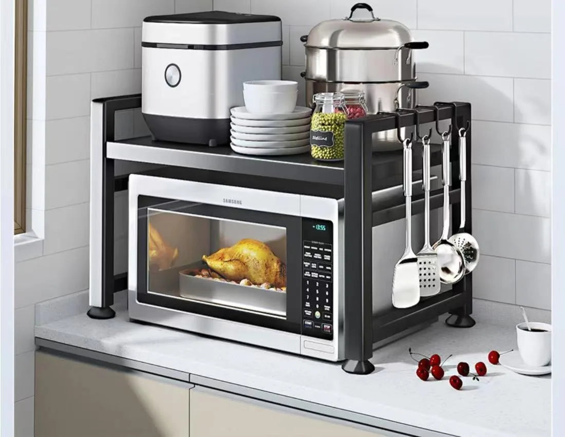 Étagère de Rangement Télescopique pour Micro-ondes, Four et Cuiseur à Riz, Organisateur Domestique de Comptoir