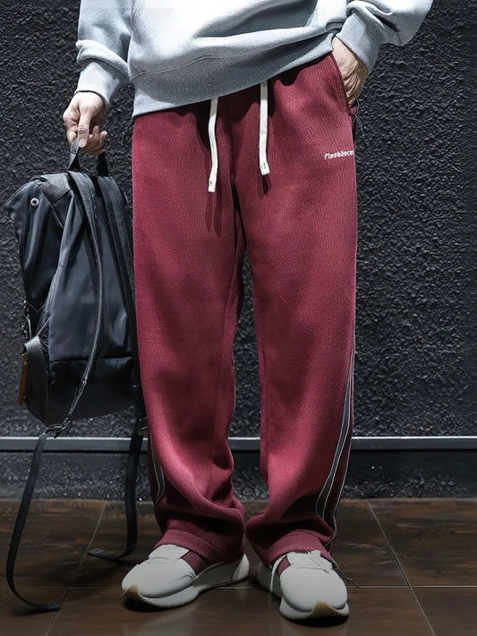 Side Zipper Split Casual Sport Baggy Sweatpants Men Straight Long Trousers Outdoor Running Jogging Cargo Pants