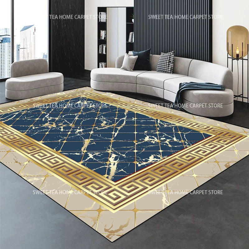 Moderner goldener Luxus-Teppich, große Wohnzimmerdekoration, Heimteppiche, rutschfeste Schlafzimmermatte, anpassbare Couchtisch-Lounge-Teppiche