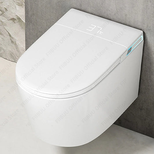 Toilettes Intelligentes Murales Noires/Grises/Blanches avec Bidet Intégré Réservoir D'eau Toilettes Allongées Monobloc Siège Chauffant à Eau Chaude