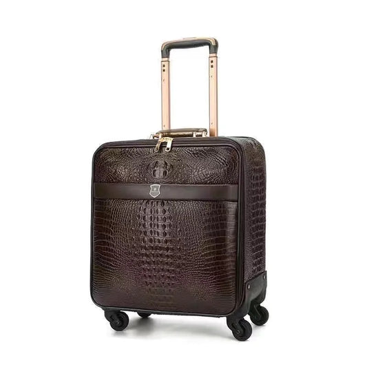 Echtes Leder Kroko-Muster Trolley-Gepäck Universalrad 16/20/24 Zoll Luxus-Reisekoffer für Damen und Herren