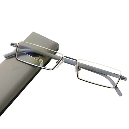 May Flower Metal Blue Light Glasses Men Gray Half Frame Glasses For Farsightness TR90 Eyewear Magnifying lenses sight plus