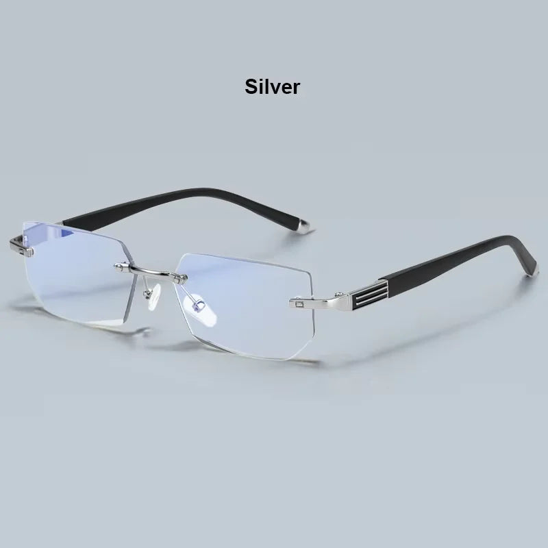 Anti-Blaulicht Lesebrille Damen Diamantgeschliffen Randlose Brille Herren Anti-Ermüdung Hyperopie Presbyopie Brille +1.5