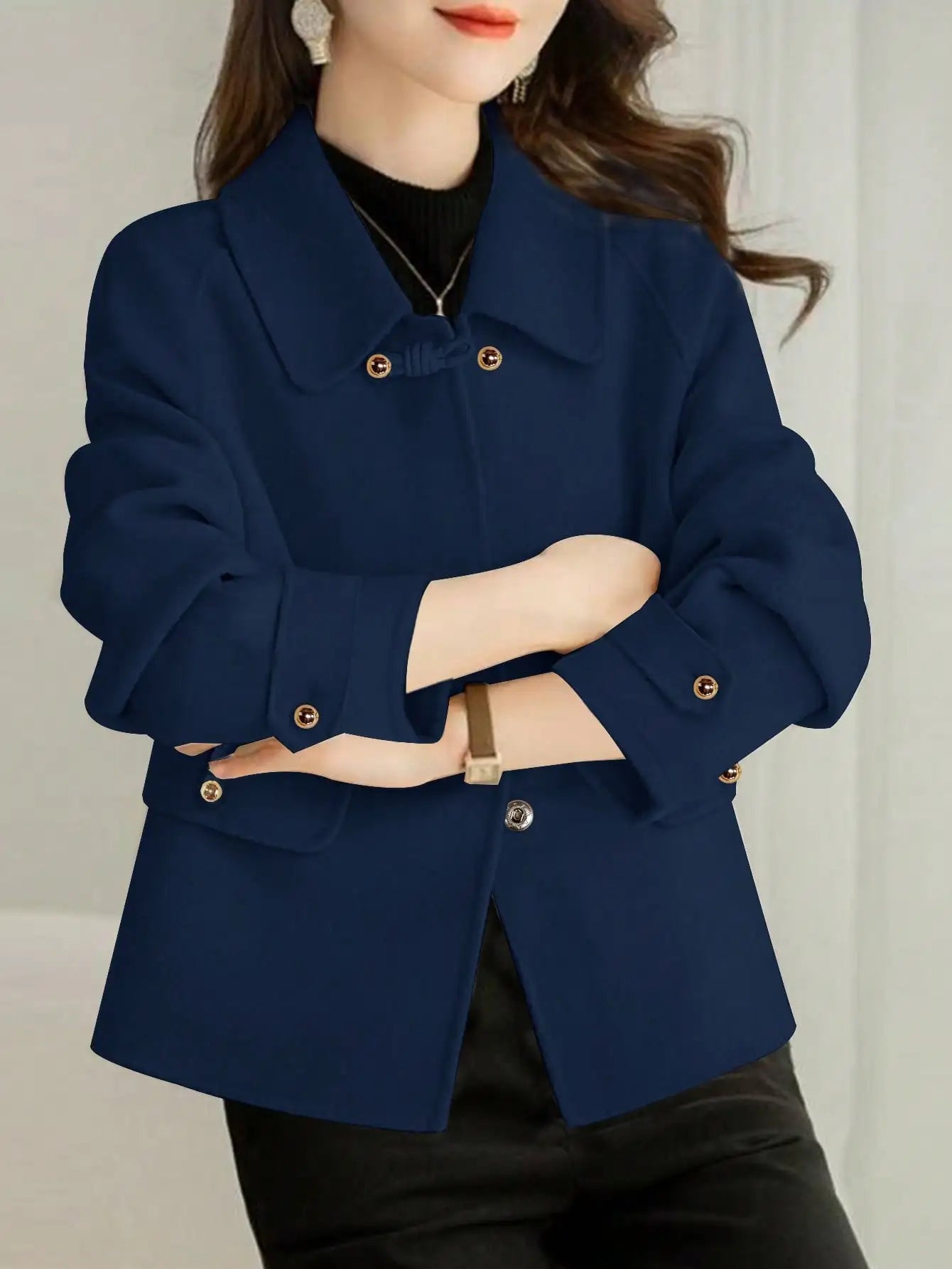 Elegante kurze feste Mäntel für Damen Herbst Winter Warme Damenbekleidung Formelle Büro-Damenmantel-Outfits Neue Oberbekleidung