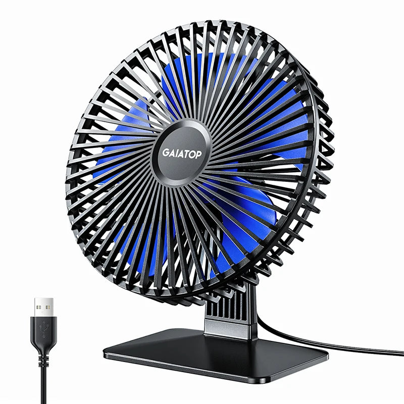 GAIATOP Schreibtischventilator Tragbarer USB Ventilator 90° Verstellbarer Kühlventilator Leise 3-Stufen-Einstellung Ultra Leise Geeignet für Zuhause, Schreibtisch, Büro