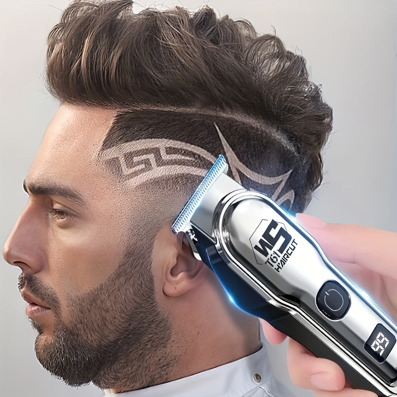 A Professional Men'S Electric Hair Clipper Set with an LED Display, an Electric Shaver, Four Guide Combs for Zero-Gap Cutting, a Small Brush, TYPE-C Charging, Perfect As a Gift for Men, Father'S Day Presents
